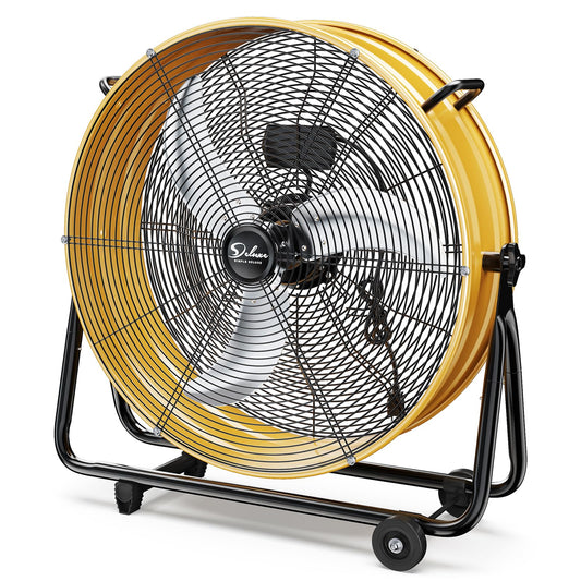 Simple Deluxe 24-Inch Heavy Duty Metal Drum Fan, 3-Speed High Velocity Industrial Floor Fan for Warehouses, Workshops, Factories and Basements