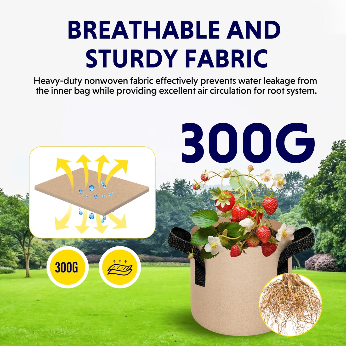 YSSOA Grow Bags Heavy Duty Thickened Nonwoven Aeration Fabric Pots with Handles, Cloth Pots for Plants, Vegetable, Flower, Tomato Potato
