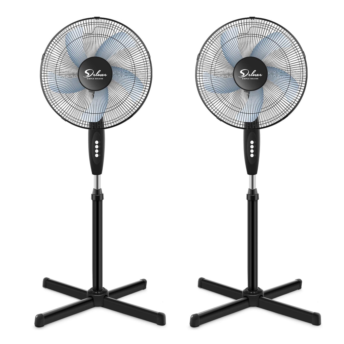 Simple Deluxe 16" Pedestal Fan for Bedroom, 75° Oscillating Standing Floor Fan with 3 Speeds, Powerful 20ft/s Airflow, Adjustable Height & Tilt, Remote Control, for Home & Office Group