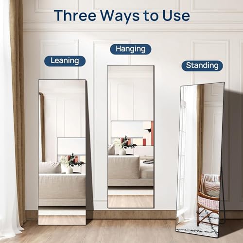 YSSOA Full Length Mirror, Floor Mirror with Stand,Wall-Mounted Dressing Mirror, Bedroom Mirror