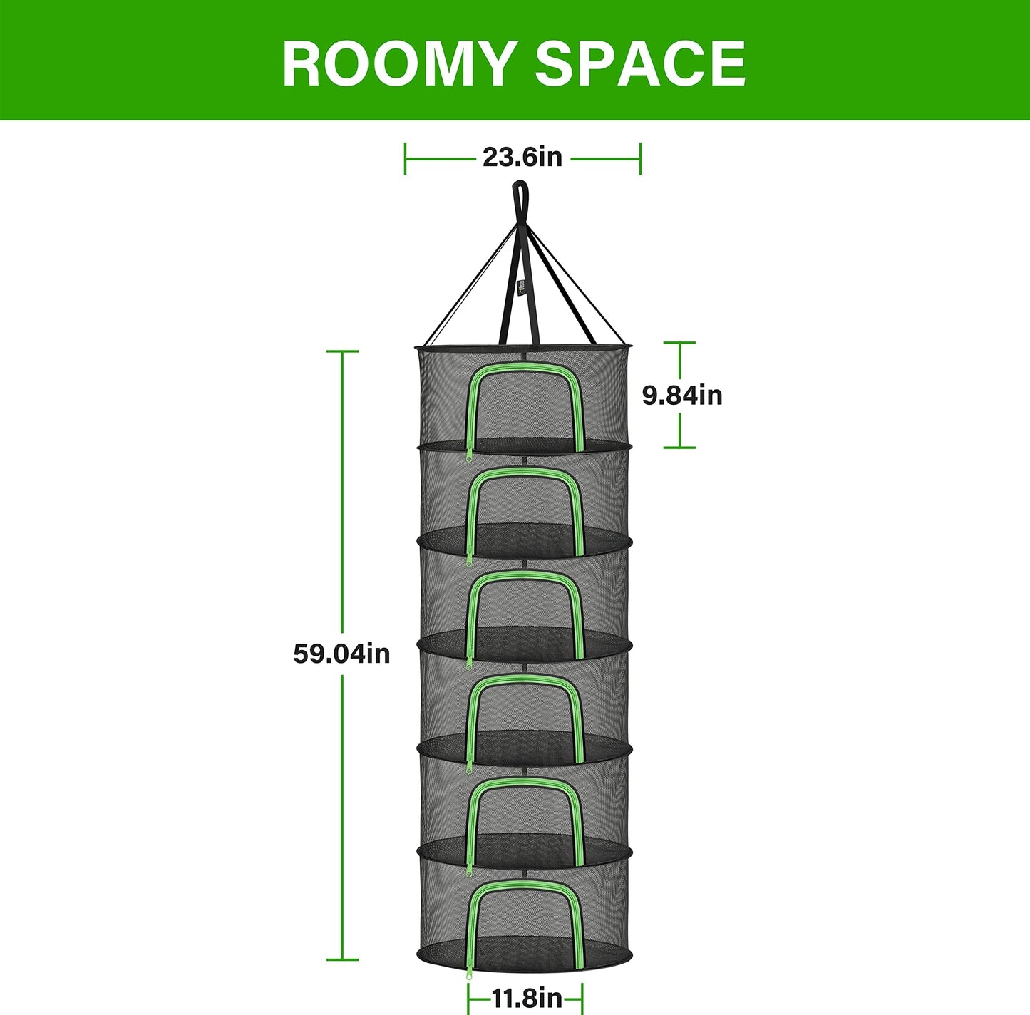 YSSOA 4 Layer 24'' Herb Drying Rack, Hanging Dry Mesh Folding Basket Dryer with Detachable Design & Hook for Plants, Herbs, Seeds and Buds in Grow Tent, Closet, Hydroponics, Garden Outdoor