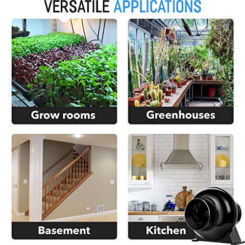 iPower Ventilation Inline Fan, 8 Feet Ducting, Variable Speed Controller, Temperature Humidity App Control via WiFi, Carbon Filter, HVAC for Grow Tent Ventilation