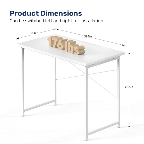 YSSOA Computer Desk Home Office Work Study Writing Modern Simple Table with Headphone Hooks