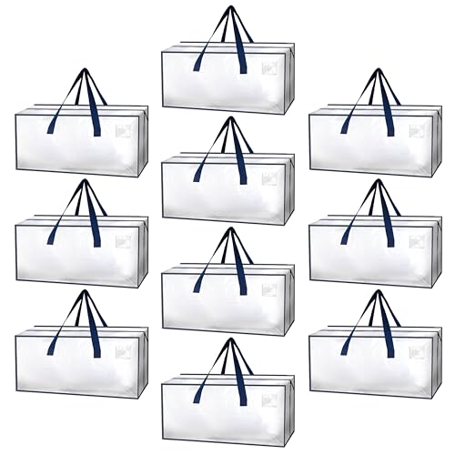 YSSOA Extra Large Moving Bags with Carrying Handles & Zippers, Moving Supplies with lids, Fold Flat, Moving and Storing