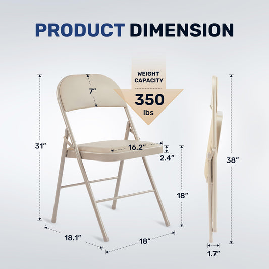 YSSOA 2 Pack Folding Chairs with Padded Vinyl Cushion Seats Commercial Event Seat