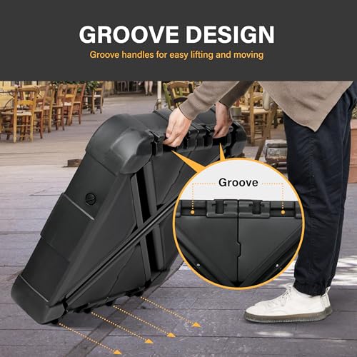 YSSOA Fillable Mobile Offset Patio Base Heavy Duty Market Cantilever Umbrella Stand Square