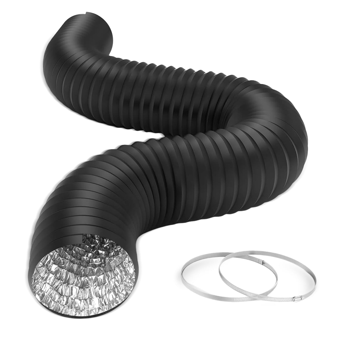 HealSmart Exhaust Inline Duct Fan Vent Booster Blower and Non-Insulated Flex Air Aluminum Foil Ducting for Indoor Grow Tent Hydroponics Ventilation