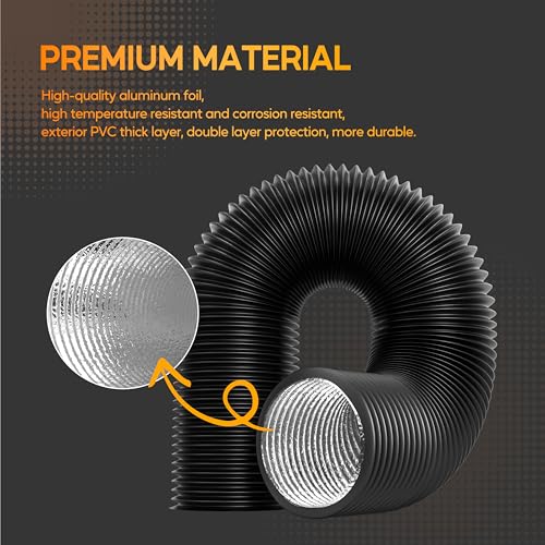 HealSmart Exhaust Inline Duct Fan Vent Booster Blower and Non-Insulated Flex Air Aluminum Foil Ducting for Indoor Grow Tent Hydroponics Ventilation