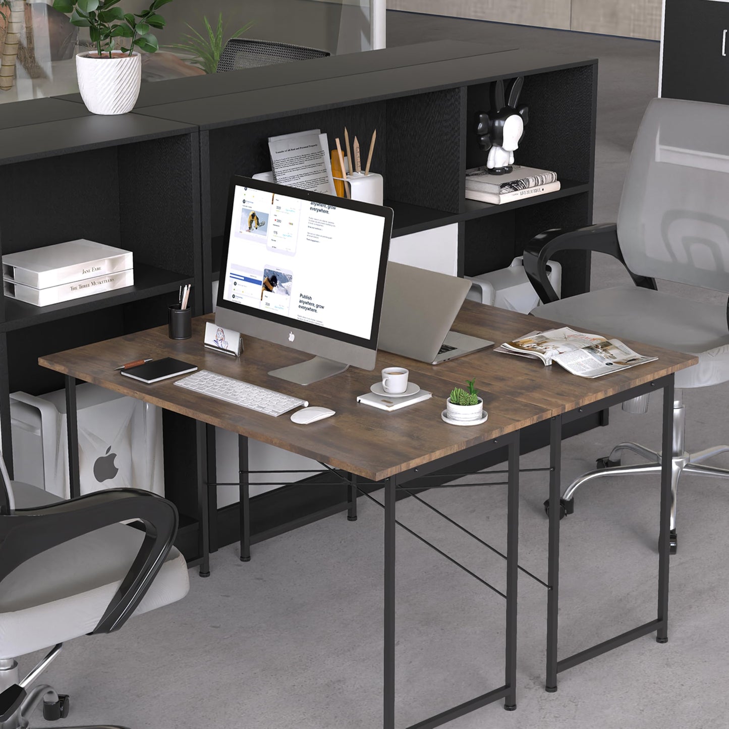 YSSOA Work Study Writing Student Kids Bedroom Wood Modern Simple Table with Headphone Hooks