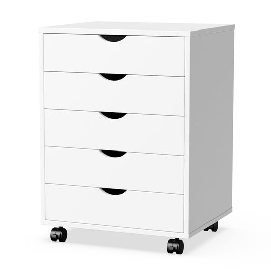 5 Drawer Chest, Storage Cabinet Dressers with Wheels, Dressers Storage Cabinets, Dresser Mobile Cabinet with Wheels, Room Organizer, Drawers Wood Organization Furniture for Office, Home, White