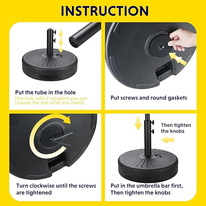 iPower 50LBS Capacity Patio Umbrella Base Heavy-Duty Round Stand Fillable Outdoor Umbrella Base Durable Holder Stand for Lawn, Patio, Deck, Black