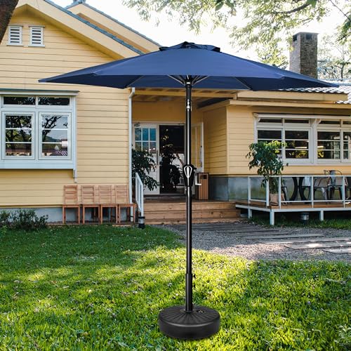 HealSmart 7.5ft Patio Umbrella with Push Button Tilt/Crank, Outdoor Table Market Yard Umbrella, 6 Sturdy Ribs for Garden, Deck, Backyard, Pool