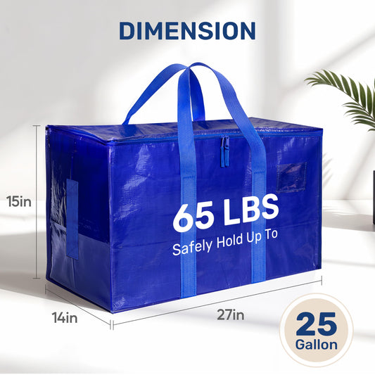 YSSOA Extra Large Moving Bags with Carrying Handles & Zippers, Moving Supplies with lids, Fold Flat, Moving and Storing