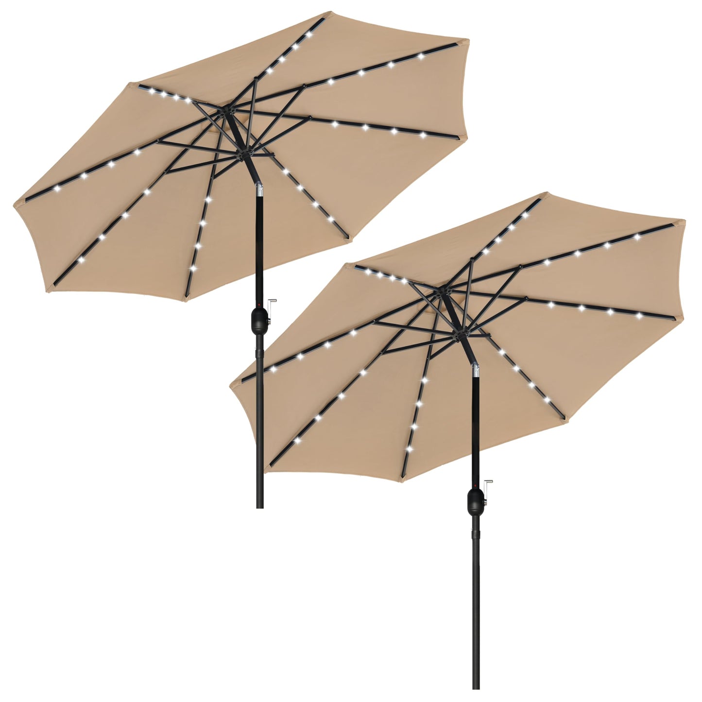 Simple Deluxe 9' Solar Umbrella 32 LED Lighted Patio Umbrella Table Market Umbrella for Garden, Deck, Backyard and Pool