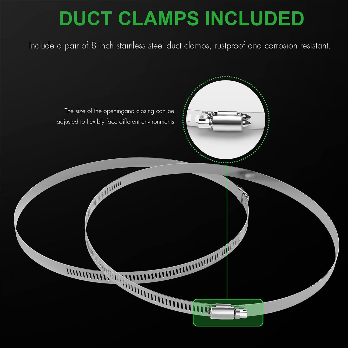 HealSmart Exhaust Inline Duct Fan Vent Booster Blower and Non-Insulated Flex Air Aluminum Foil Ducting for Indoor Grow Tent Hydroponics Ventilation