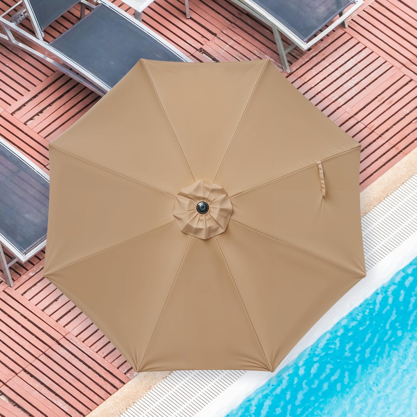 iPower 9ft Patio Umbrella Outdoor Table Umbrellas with 8 Sturdy Ribs, Push Button Tilt and Crank for Yard, Pool and Garden
