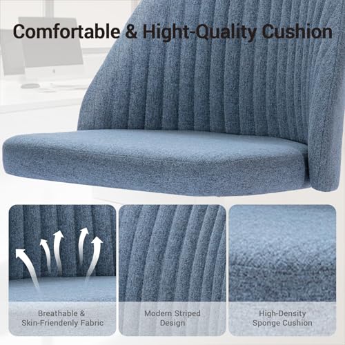 YSSOA Office Desk Chair with Back and Wheels Computer Fabric Chair Armless Adjustable Height Comfy Vanity Chair with Swivel Rolling Home Chairs