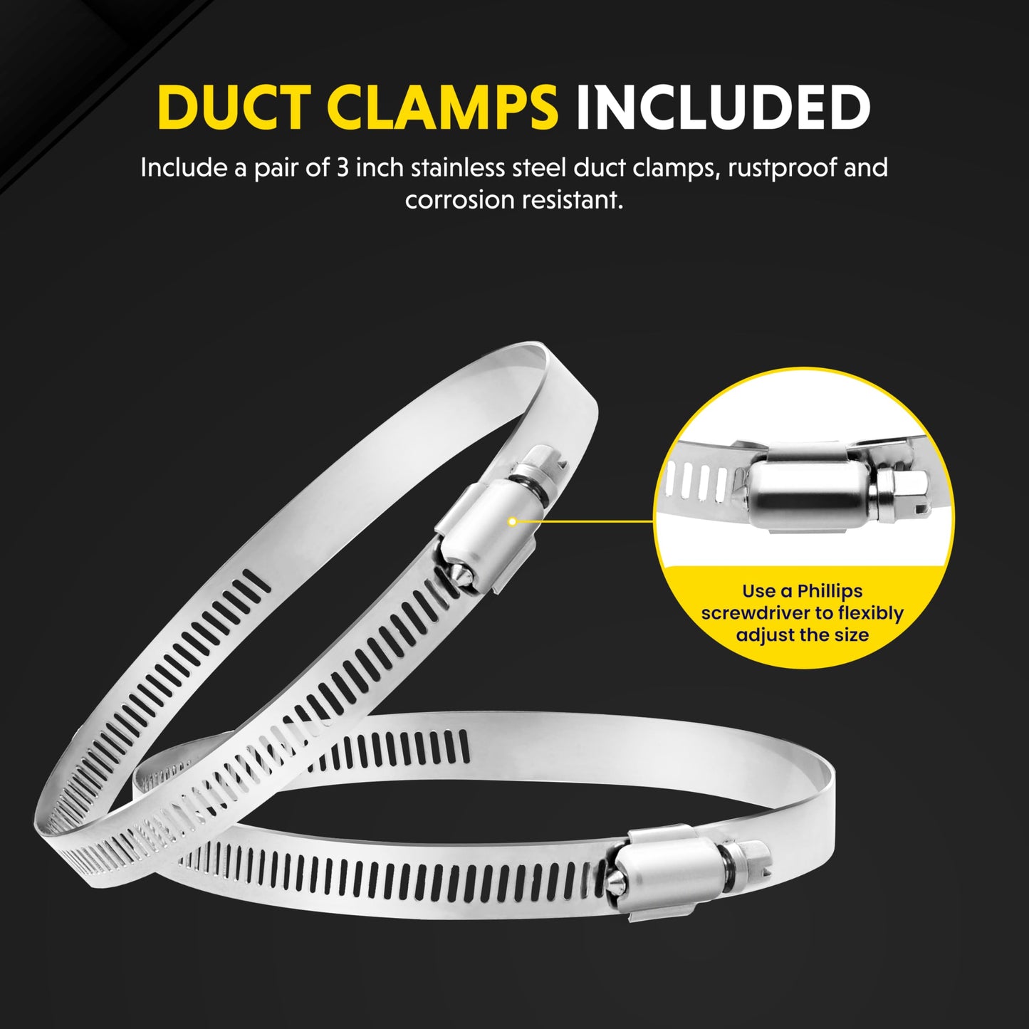 Simple Deluxe Aluminum Ducting and Adjustable Duct Clamps