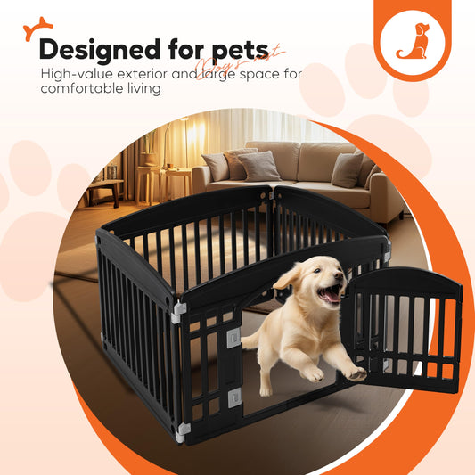 HealSmart Dog Playpen, 24” Exercise Puppy Playpen with Door, Safe, Secure, Folding & Portable Pet Playpen