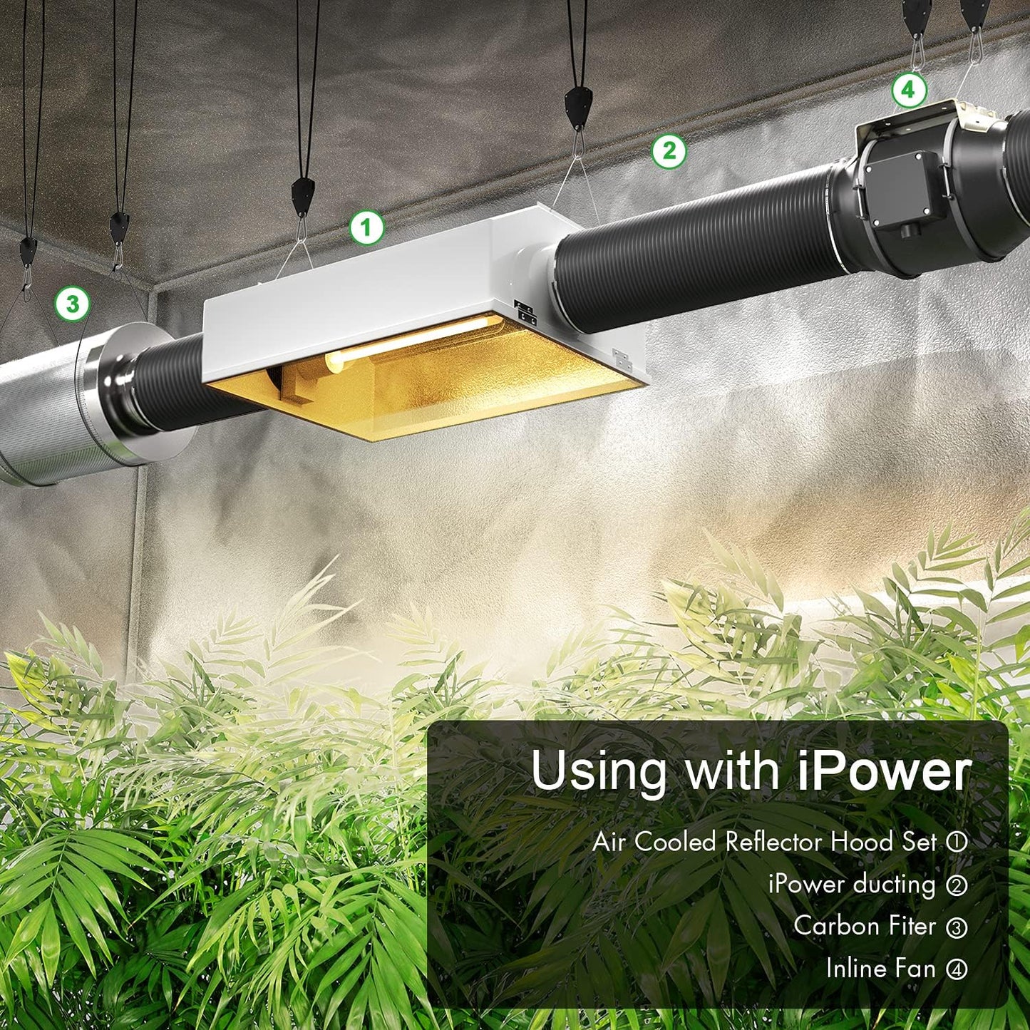 HealSmart Exhaust Inline Duct Fan Vent Booster Blower and Non-Insulated Flex Air Aluminum Foil Ducting for Indoor Grow Tent Hydroponics Ventilation
