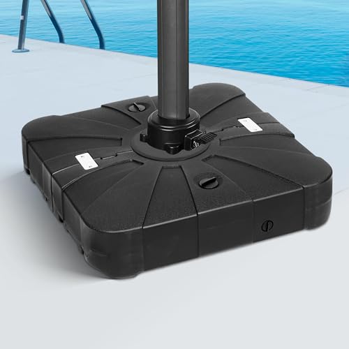 YSSOA Fillable Mobile Offset Patio Base Heavy Duty Market Cantilever Umbrella Stand Square