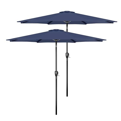 Simple Deluxe Patio Umbrella Outdoor, UV Protection Sunshade with Push Button Tilt/Crank and 8 Sturdy Ribs, for Table Garden Lawn Beach Pool