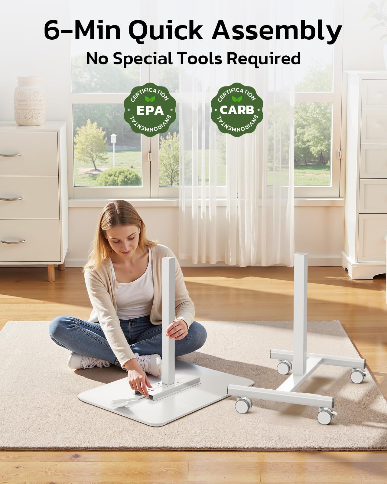 InfiniPower Mobile Small Standing Desk - Rolling Desk with Adjustable Height and Lockable Wheels, Sit-Stand Laptop Table, Portable Computer Workstation
