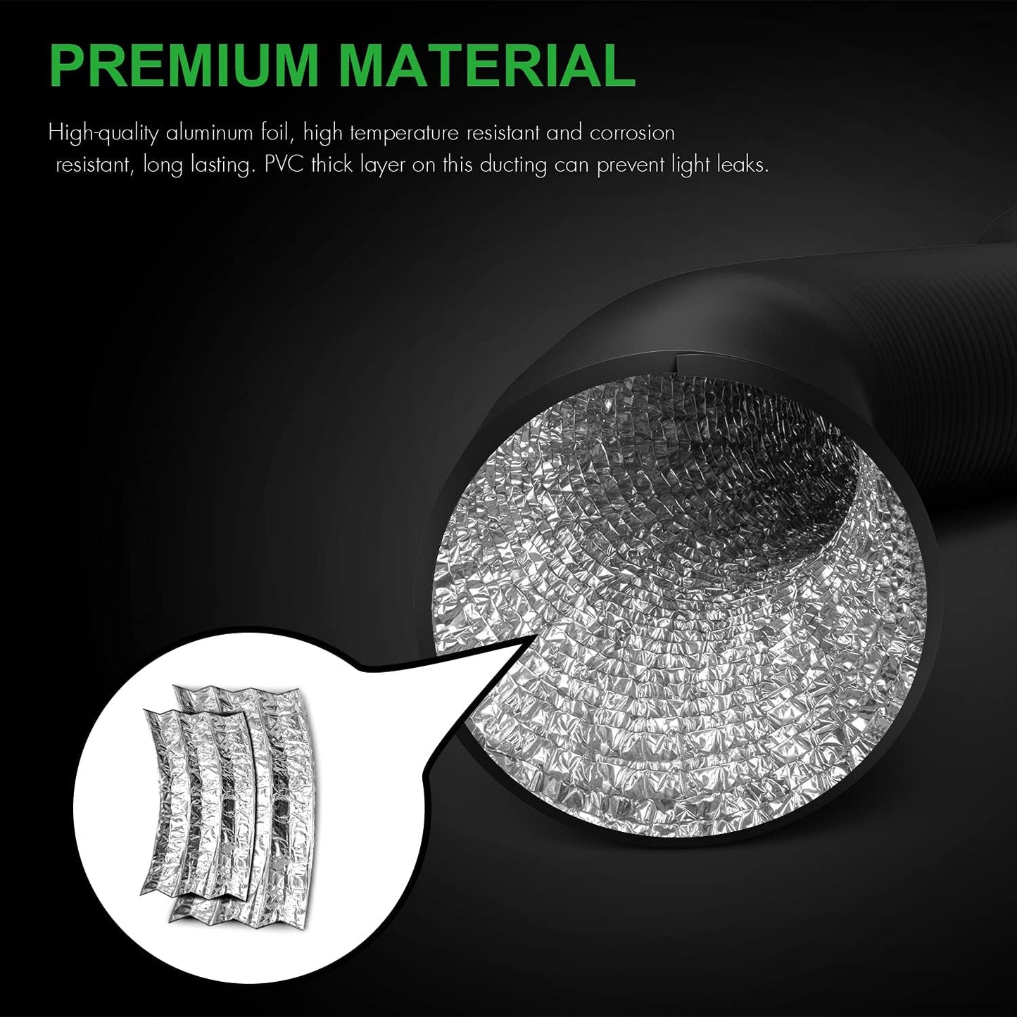 HealSmart Exhaust Inline Duct Fan Vent Booster Blower and Non-Insulated Flex Air Aluminum Foil Ducting for Indoor Grow Tent Hydroponics Ventilation