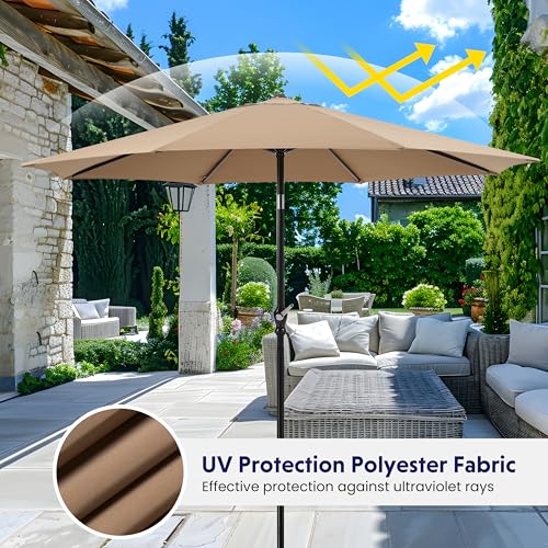 InfiniPower Outdoor Patio Umbrella Table Umbrellas with Push Button Tilt/Crank, UV Protection Waterproof for Garden Deck Backyard Pool,