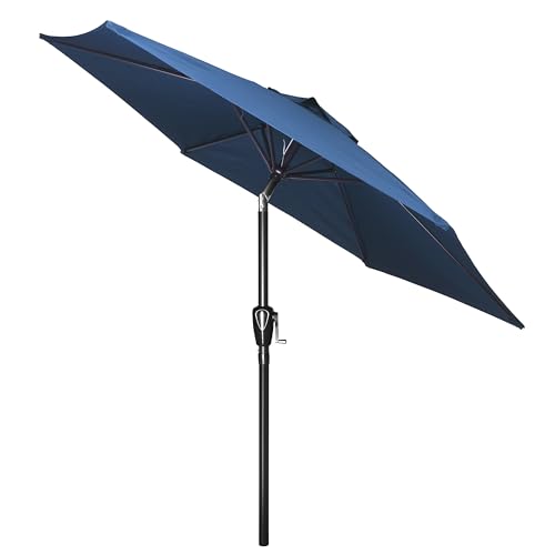 HealSmart 7.5ft Patio Umbrella with Push Button Tilt/Crank, Outdoor Table Market Yard Umbrella, 6 Sturdy Ribs for Garden, Deck, Backyard, Pool