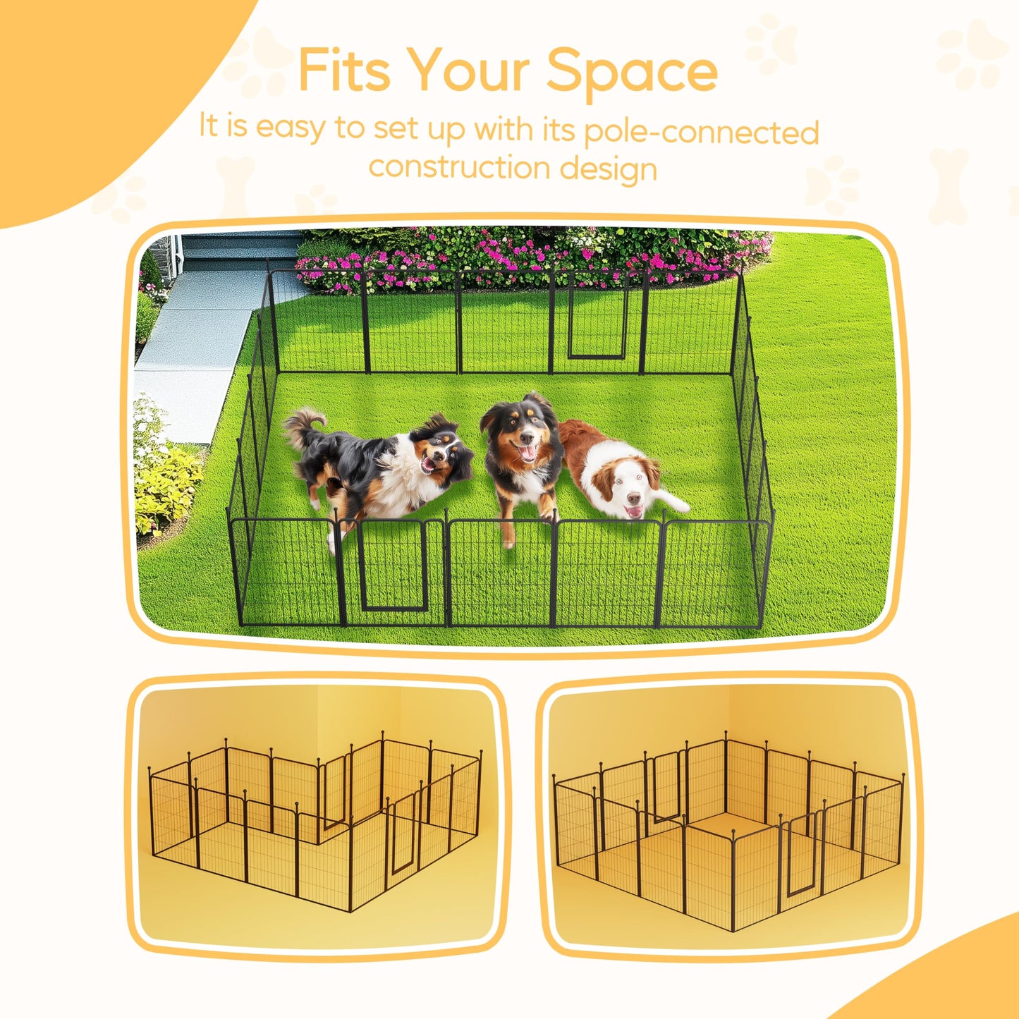 HealSmart Dog Playpen, 8-Panel Indoor and Outdoor Dog Fence