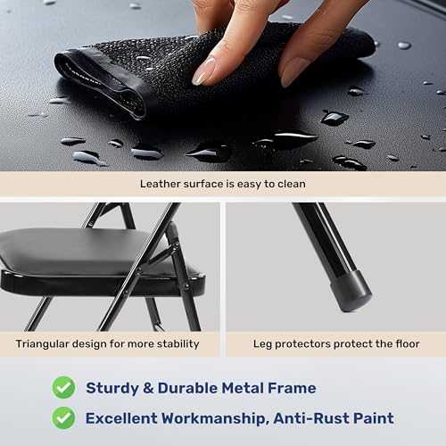 YSSOA 2 Pack Folding Chairs with Padded Vinyl Cushion Seats Commercial Event Seat