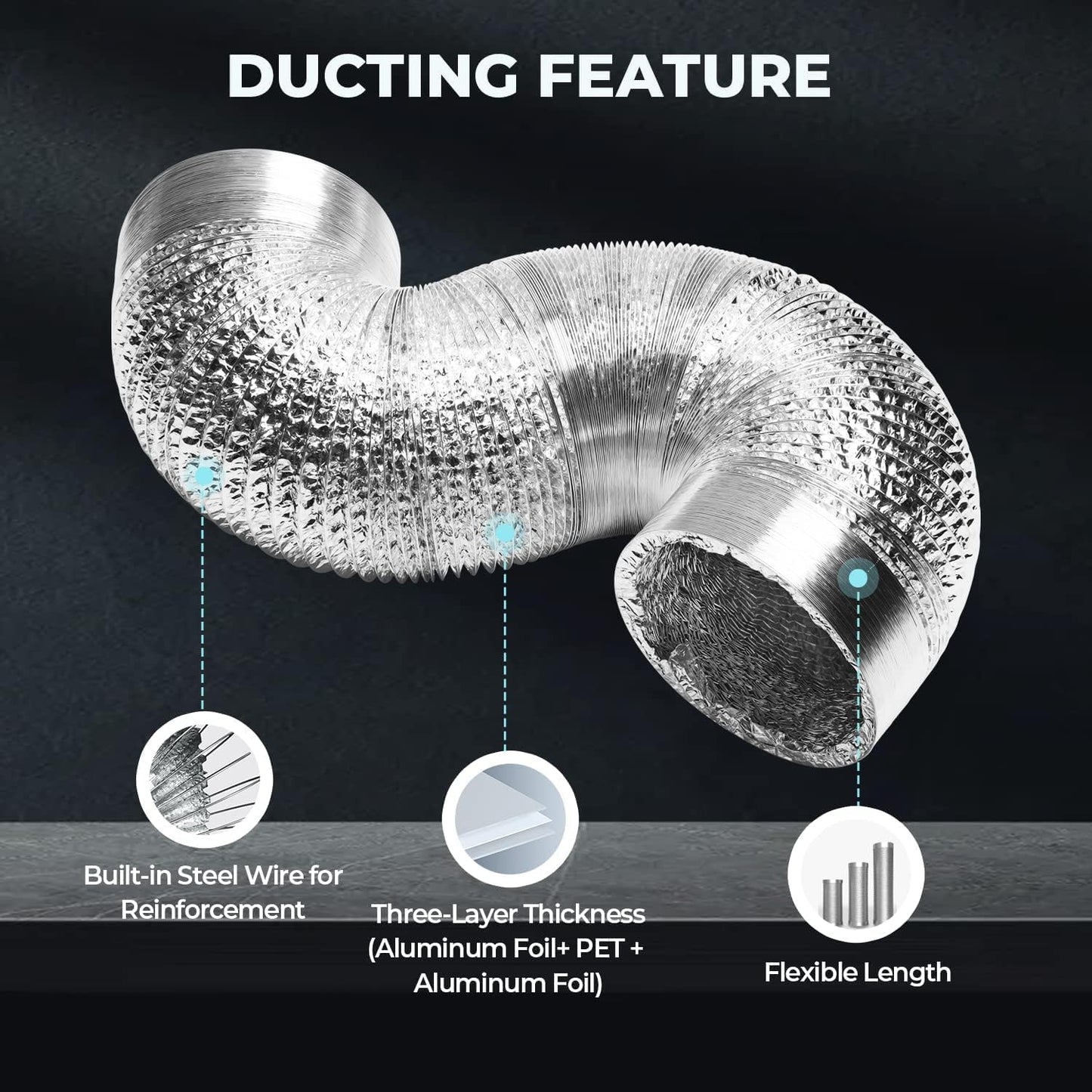 iPower Non-insulated Flex Air Aluminum Ducting