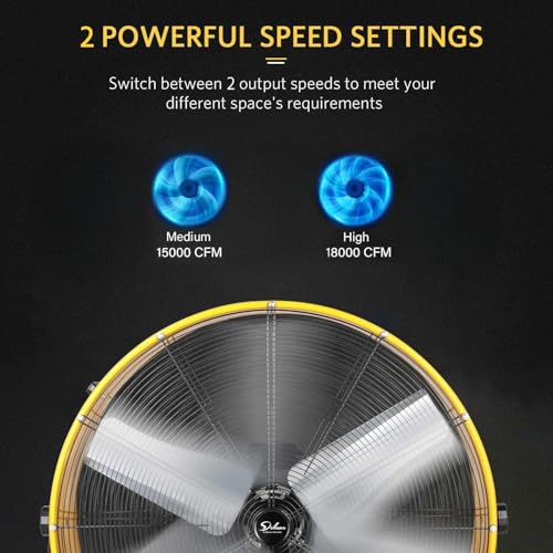 Simple Deluxe 20 Inch 3-Speed High Velocity Heavy Duty Metal Industrial Floor Fan for Warehouse, Workshop, Factory and Basement, Black, 1 Pack