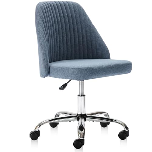 Simple Deluxe Armless Office Desk Chair, Cute Swivel Vanity Chair with Mid Back