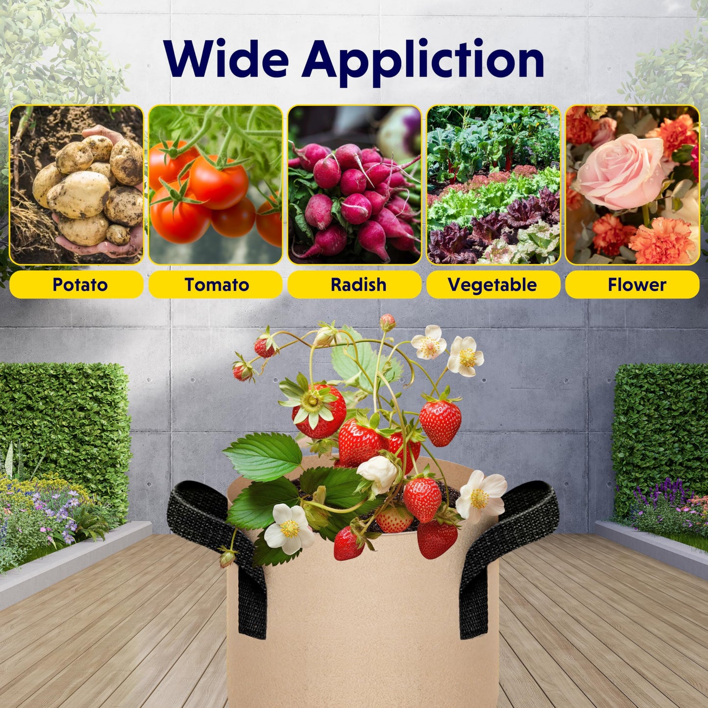 YSSOA Grow Bags Heavy Duty Thickened Nonwoven Aeration Fabric Pots with Handles, Cloth Pots for Plants, Vegetable, Flower, Tomato Potato