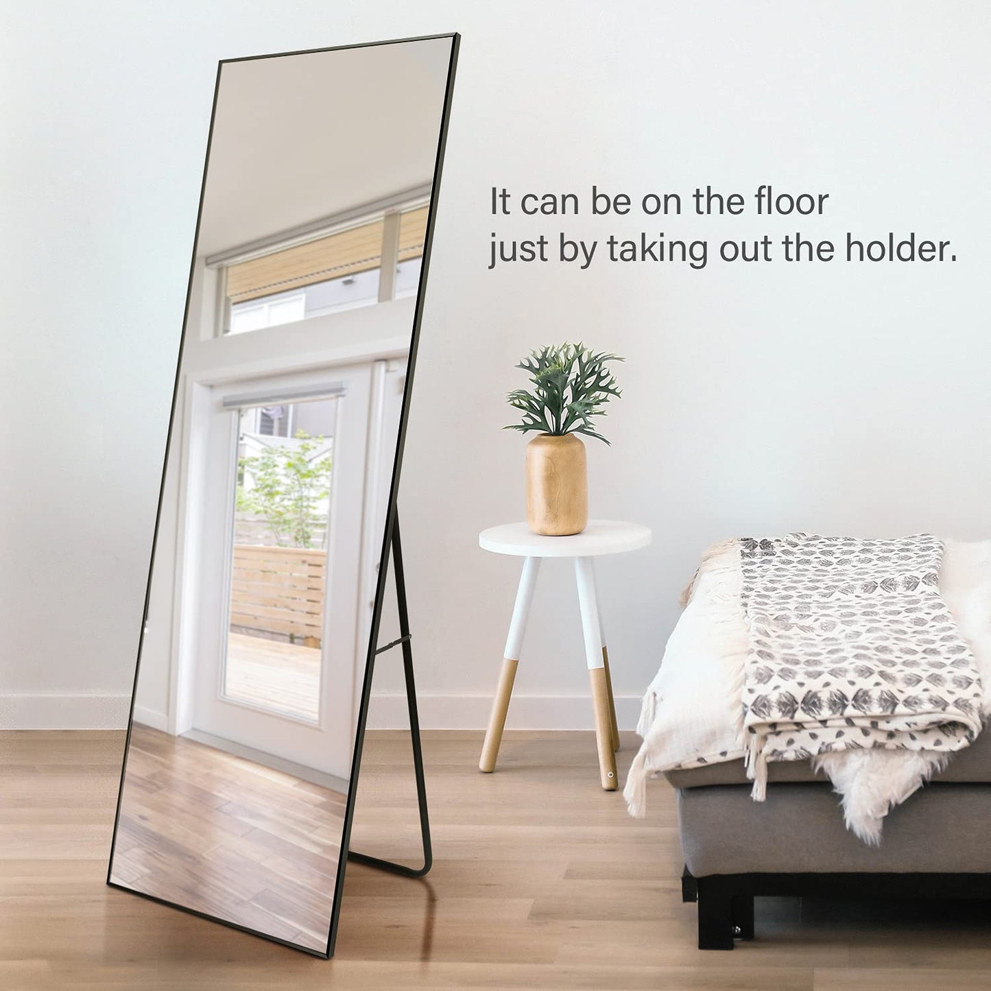YSSOA Full Length Mirror, Floor Mirror with Stand,Wall-Mounted Dressing Mirror, Bedroom Mirror