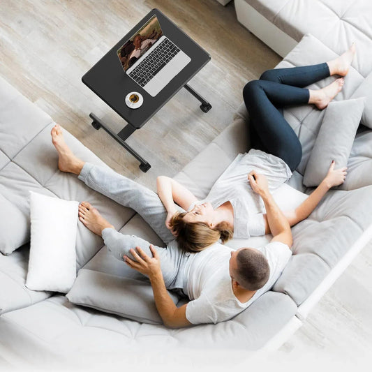 YSSOA Mobile Small Standing Desk - Rolling Desk with Adjustable Height and Lockable Wheels, Sit-Stand Laptop Table, Portable Computer Workstation, Black