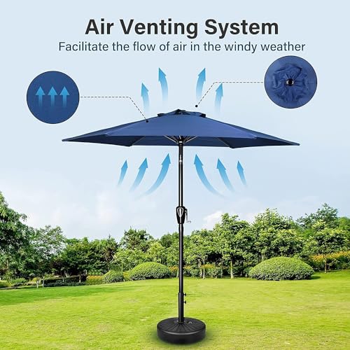 Simple Deluxe 9FT Outdoor Patio Umbrella Table Market Umbrella with Push Button Tilt and Crank, 8 Sturdy Ribs, UV Protection Waterproof for Garden, Lawn, Deck, Backyard, Pool
