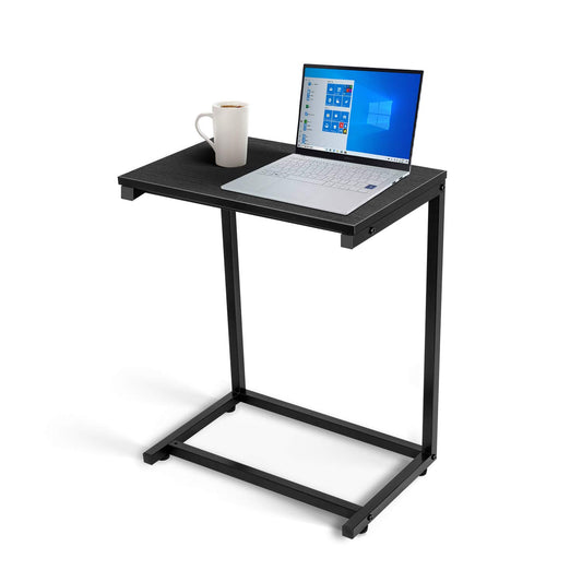 C Shaped Sofa Side End Table with Hardwood Surface, for Eating, Working and Writing in Living Room, Bedroom, Couch & Small Spaces