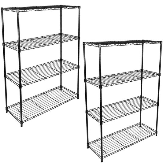 Simple Deluxe Heavy Duty 4-Shelf Storage Shelving Unit, 36" D x 14" W x 55.91" H Steel Organizer Wire Rack 1000Lb Capacity, Black, 2 Pack