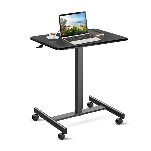 YSSOA Mobile Small Standing Desk - Rolling Desk with Adjustable Height and Lockable Wheels, Sit-Stand Laptop Table, Portable Computer Workstation, Black