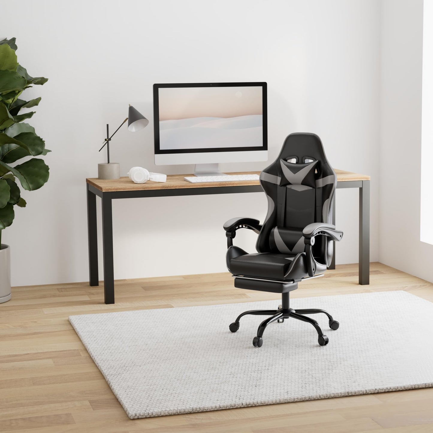 Gaming Chair, Backrest and Seat Height Adjustable Swivel Recliner Racing Office Computer Ergonomic Video Game Chair with Footrest and Lumbar Support