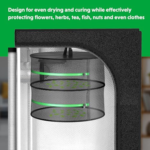 YSSOA Herb Drying Rack Zippered Hanging Dryer with Garden Pruning Shear and Hook for Hydroponics Herb, Plant, Seed, Bud