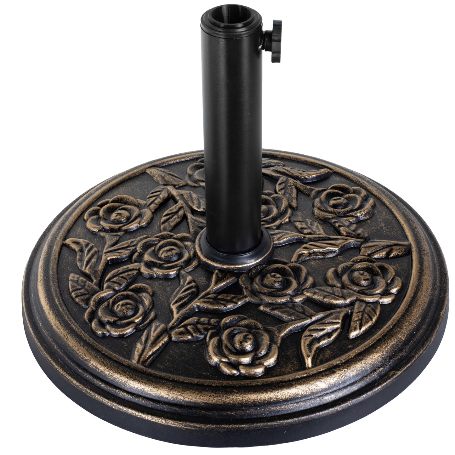 HealSmart Heavy Duty Round Stand Market Umbrella Base Holder for Patio, Outdoor, Deck, Lawn, Garden, Poolside, Bronze