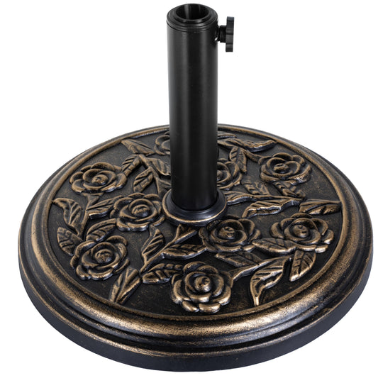 HealSmart Heavy Duty Round Stand Market Umbrella Base Holder for Patio, Outdoor, Deck, Lawn, Garden, Poolside, Bronze