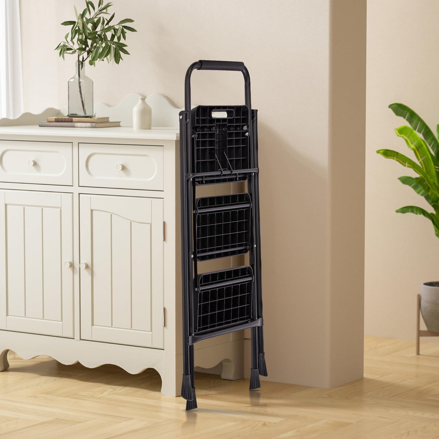 Simple Deluxe Step Ladder, 3 Step Stool Foldable, 800lbs Portable Ladder with Wide Anti-Slip Pedal, Step Stool for Adults, Lightweight for Home Kitchen and Outdoor
