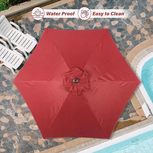 HealSmart 7.5ft Patio Umbrella with Push Button Tilt/Crank, Outdoor Table Market Yard Umbrella, 6 Sturdy Ribs for Garden, Deck, Backyard, Pool