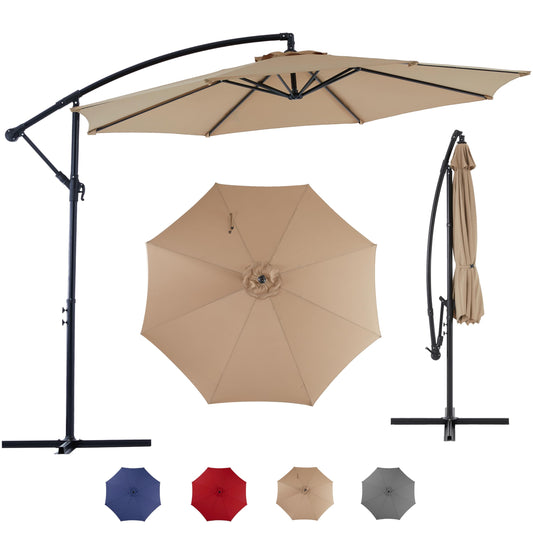 Simple Deluxe 9.8ft Offset Umbrella Cantilever Patio Hanging Umbrella Outdoor Market Umbrella with Crank & Cross Base Suitable for Garden, Lawn, backyard and Deck, Blue