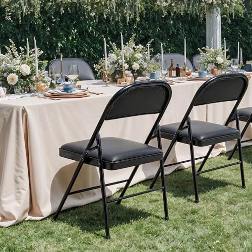 YSSOA 2 Pack Folding Chairs with Padded Vinyl Cushion Seats Commercial Event Seat